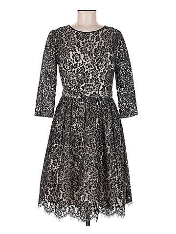 Eliza J fit & Flare lace long sleeve Cocktail Dress (view 2)