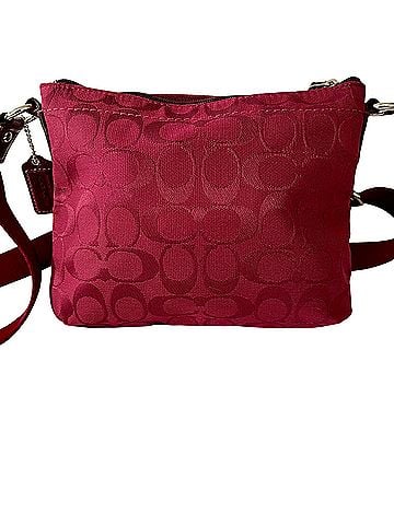 Coach Crimson Swing Pack Canvas Leather Crossbody Bag (view 2)