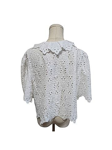 Rhode Dora Top White Chelsea Eyelet Short Sleeve Blouse (view 2)