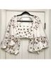 ASOS 100% Cotton Aztec Or Tribal Print White Brown Black Long Sleeve Blouse Size 6 - photo 3