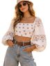 ASOS 100% Cotton Aztec Or Tribal Print White Brown Black Long Sleeve Blouse Size 6 - photo 1