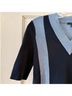 Cos Color Block Black Blue Short Sleeve Top Size XS - photo 4