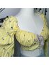 White Fox Floral Yellow Short Sleeve Blouse Size M - photo 3