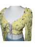 White Fox Floral Yellow Short Sleeve Blouse Size M - photo 2