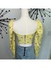White Fox Floral Yellow Short Sleeve Blouse Size M - photo 4