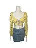 White Fox Floral Yellow Short Sleeve Blouse Size M - photo 1
