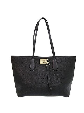 Salvatore Ferragamo Salvatore Ferragamo Gancini Leather Black Tote Bag 0302 (view 1)