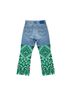 ETRO 100% Cotton Paisley Blue Green Casual Pants Size 26 waist - photo 2