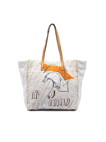 Miu Miu Printed Canvas Tote (view 1)