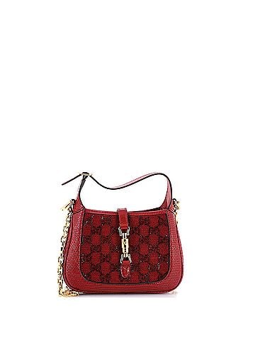Gucci Jackie 1961 Chain Hobo GG Beaded Canvas with Lizard Mini (view 1)