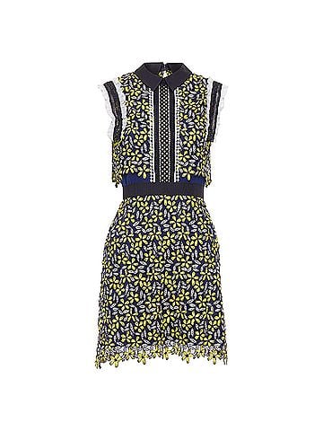 Self-Portrait Self Portrait Eleina Sculpted Daisy Guipure lace floral dress (view 1)