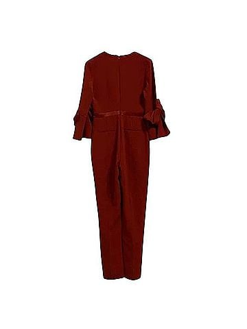 Roksanda ROKSANDA Florent Bow Sleeve Stretch Crepe Jumpsuit Red 12 Casual Pants (view 2)
