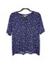 Chico's 100% Linen Floral Blue White Short Sleeve Blouse Size M - photo 1