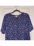 Chico's 100% Linen Floral Blue White Short Sleeve Blouse Size M - photo 5