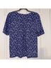 Chico's 100% Linen Floral Blue White Short Sleeve Blouse Size M - photo 7