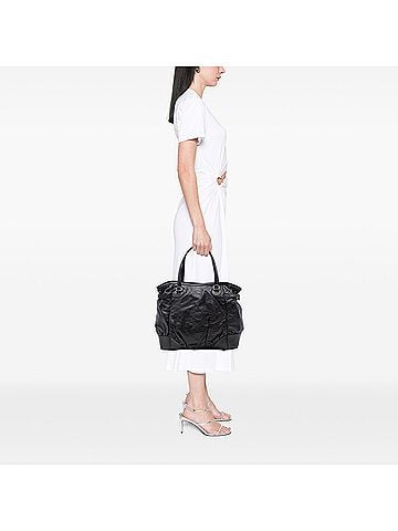 Gucci Embossed Leather Horsebit Full Moon Tote (view 2)