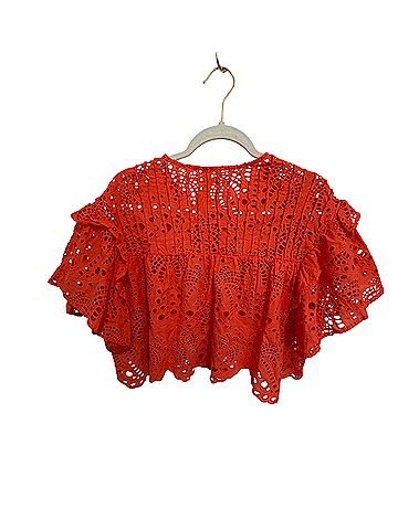 FARM Rio Palm Richelieu Eyelet Short Sleeve Blouse (view 2)