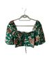 Sézane Floral Green Brown Ivory Short Sleeve Blouse Size 2 - photo 5