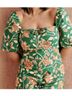 Sézane Floral Green Brown Ivory Short Sleeve Blouse Size 2 - photo 12