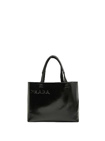 Prada Prada Logo Tote Bag Handbag Black Leather Women's PRADA (view 1)