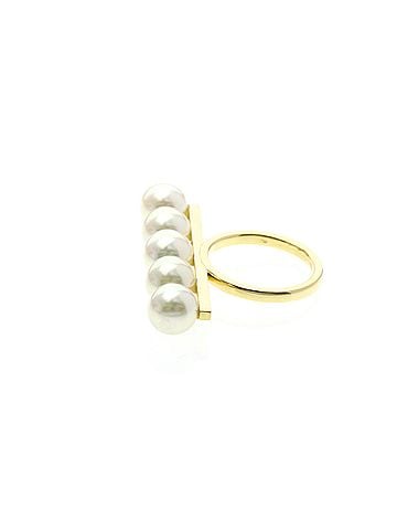 Tasaki Tasaki Balance Signature Ring Yellow Gold (18K) Fashion Pearl Band Ring Gold (view 2)