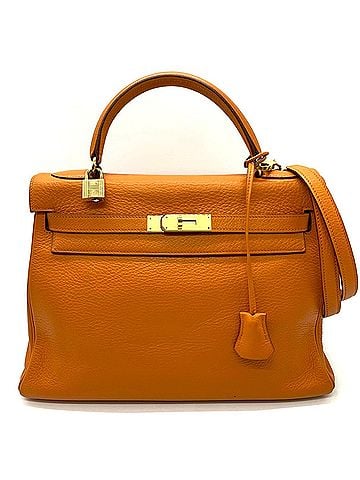 Hermès HERMES Kelly 32 handbag, inner stitching, ?B stamp, Taurillon Clemence leather, orange, women's. (view 1)