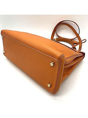 Hermès HERMES Kelly 32 handbag, inner stitching, ?B stamp, Taurillon Clemence leather, orange, women's. (view 2)
