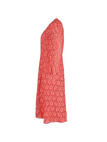 Michael Kors Michael Michael Kors Long Sleeve Midi Dress in Coral Cotton Lace (view 2)