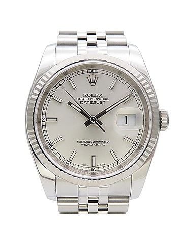 Rolex Rolex Datejust 36 116234 Stainless Steel, 18K White Gold, Silver Dial, Bar Index, Men's Watch (view 2)