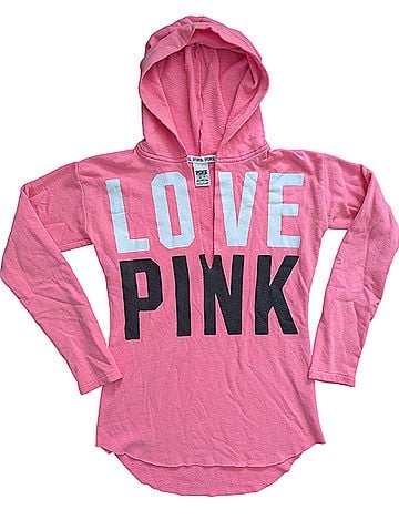 Victoria's Secret Pink LOVE PINK Logo Tunic Pullover Hoodie (view 1)