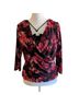 I.N. San Francisco Floral Red Black Blouse Size L - photo 1