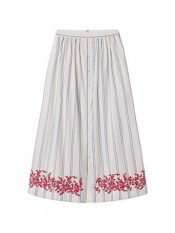 Trovata Lisette Midi Skirt in Cerulean Stripe (view 1)