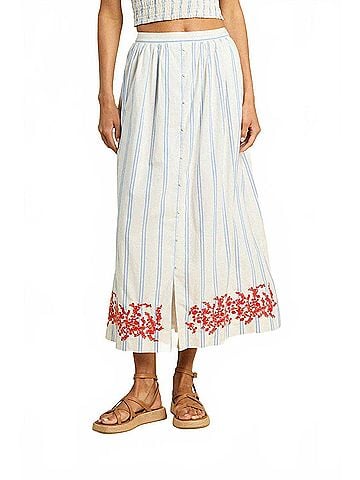 Trovata Lisette Midi Skirt in Cerulean Stripe (view 2)