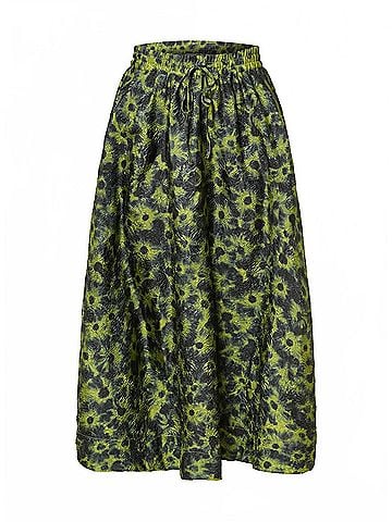 Essentiel Antwerp Isebel Elasticated Midi Skirt in Brat Olive (view 1)