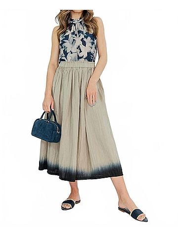 Evam Eva Linen Gradation Skirt in Beige (view 2)