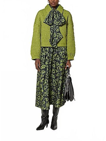Essentiel Antwerp Isebel Elasticated Midi Skirt in Brat Olive (view 2)