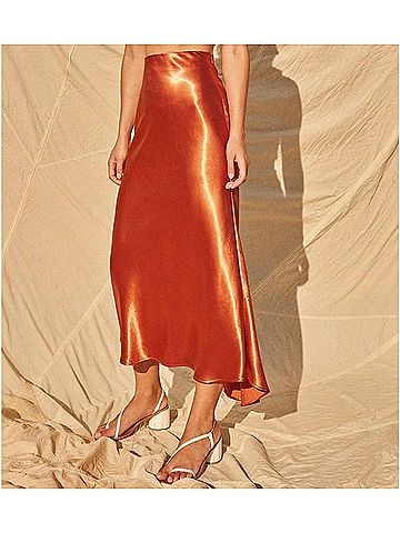 AIIFOS Linda Slip Skirt in Metallic Copper (view 2)