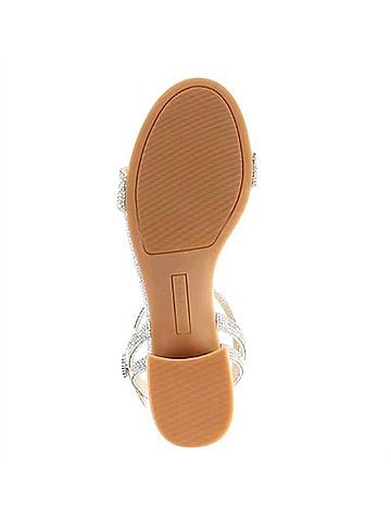 Copper Key Women's Glitter Waltz 2 Block Heel Shoes in Silver Rhinestone (view 2)