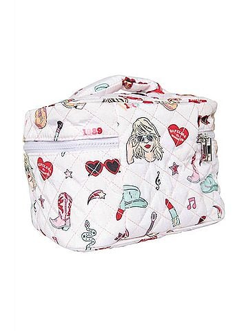Katydid Collection Music Girl Icons Quilted Cosmetic Bag in Light Pink (view 2)