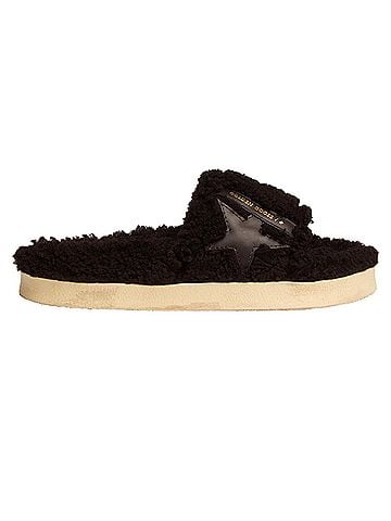 Golden Goose Women's Poolstar Shearling Slide Sandals in Black (view 1)