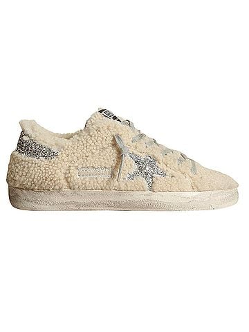 Golden Goose Women's Super Star Shearling Sneakers in Beige/Silver (view 1)