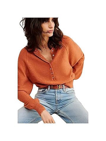 Free People Porta Cashmere Henley Sweater Cashmere Pullover Sweater (view 1)