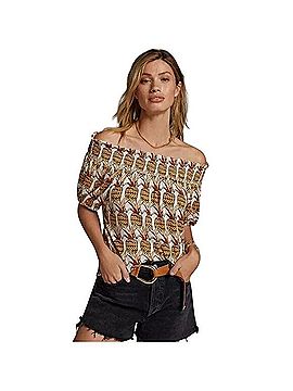 Anthropologie Pineapple Bow Off The Shoulder Top Short Sleeve T-Shirt (view 2)