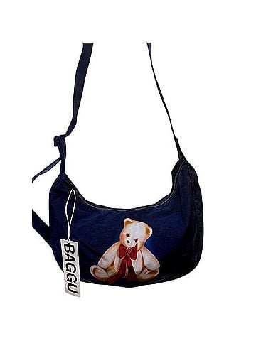 Baggu Teddy Bear Medium Nylon Crescent Shoulder Bag (view 1)