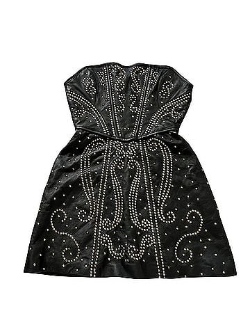 Understated Leather Tailored Leather Mini Cocktail Dress (view 1)