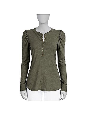NATION LTD Lilian Front Snap Henley Long Sleeve T-Shirt (view 1)