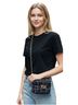 Bebe Checkered-gingham Marled Tweed Black Blue White Crossbody Bag One size - photo 3