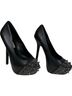 Steve Madden 100% Leather Black Silver Heels Size 5 1/2 - photo 1