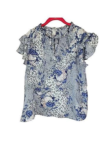 Joie Ruffle Blue Short Sleeve T-Shirt (view 1)