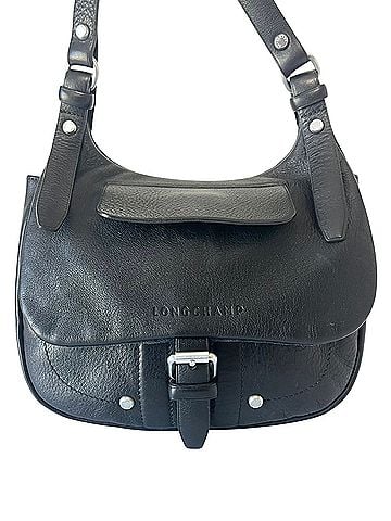 Longchamp Balzane Black Leather Hobo Saddle Buckle Messenger Leather Crossbody Bag (view 1)